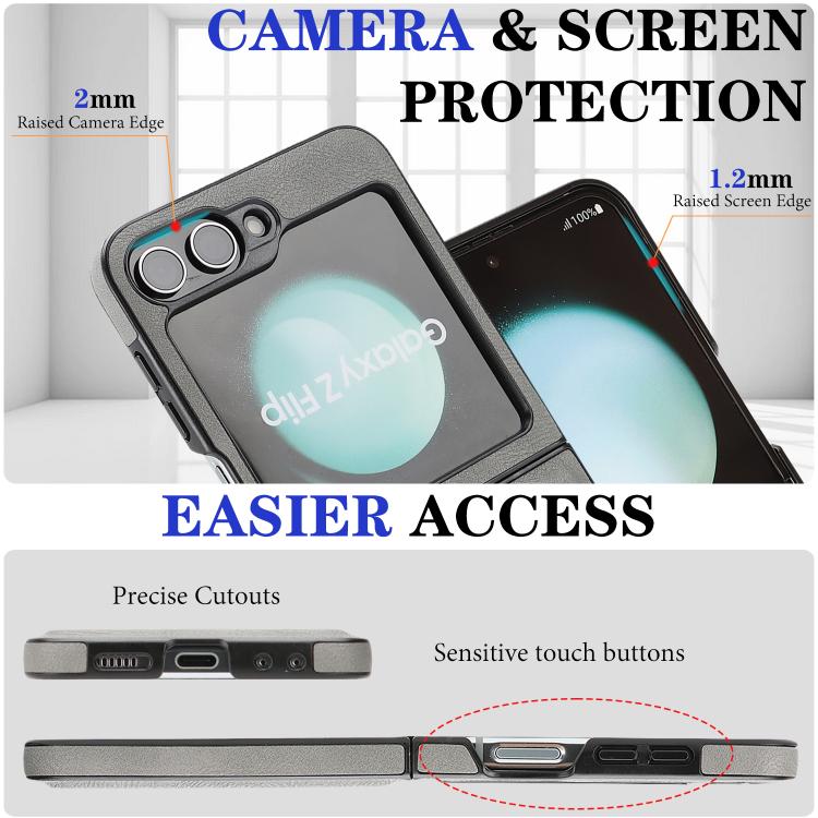 For Samsung Galaxy Z Flip7 FE / Flip6 Kalebol Slim MagSafe Ring Magnetic Card Bag Side Sticker Leather Phone Case