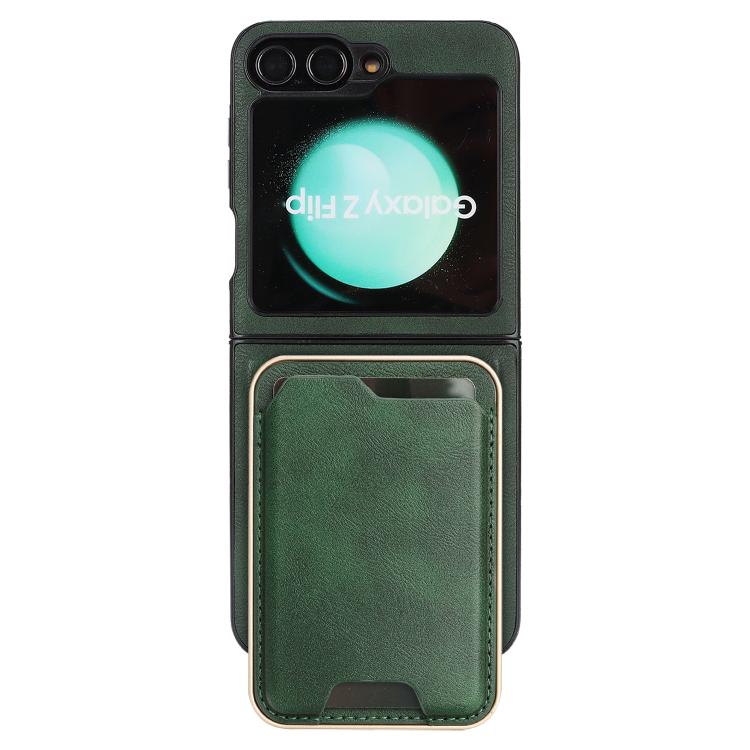 For Samsung Galaxy Z Flip7 FE / Flip6 Kalebol Slim MagSafe Ring Magnetic Card Bag Side Sticker Leather Phone Case