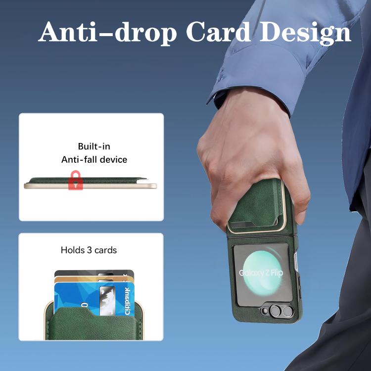 For Samsung Galaxy Z Flip7 FE / Flip6 Kalebol Slim MagSafe Ring Magnetic Card Bag Side Sticker Leather Phone Case