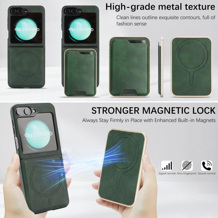For Samsung Galaxy Z Flip7 FE / Flip6 Kalebol Slim MagSafe Ring Magnetic Card Bag Side Sticker Leather Phone Case