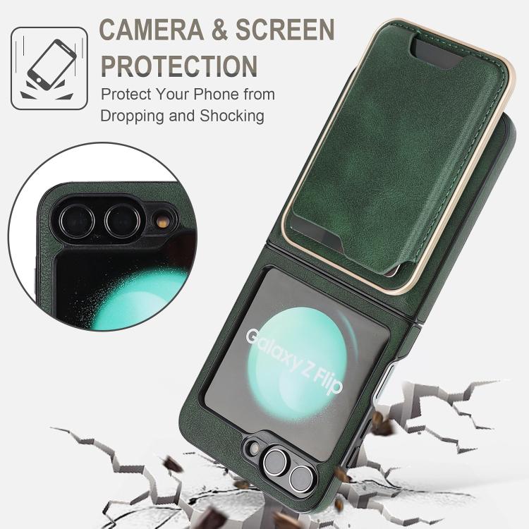 For Samsung Galaxy Z Flip7 FE / Flip6 Kalebol Slim MagSafe Ring Magnetic Card Bag Side Sticker Leather Phone Case