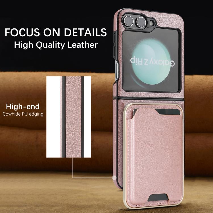 For Samsung Galaxy Z Flip7 FE / Flip6 Kalebol Slim MagSafe Ring Magnetic Card Bag Side Sticker Leather Phone Case