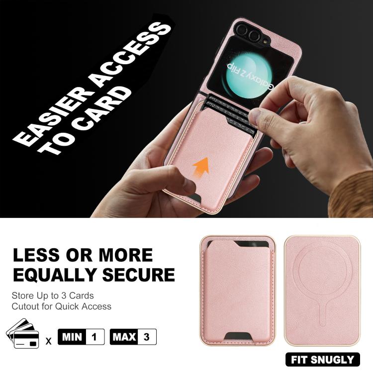 For Samsung Galaxy Z Flip7 FE / Flip6 Kalebol Slim MagSafe Ring Magnetic Card Bag Side Sticker Leather Phone Case