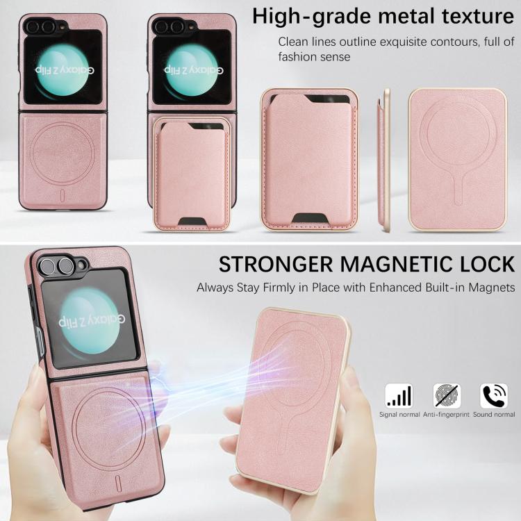 For Samsung Galaxy Z Flip7 FE / Flip6 Kalebol Slim MagSafe Ring Magnetic Card Bag Side Sticker Leather Phone Case