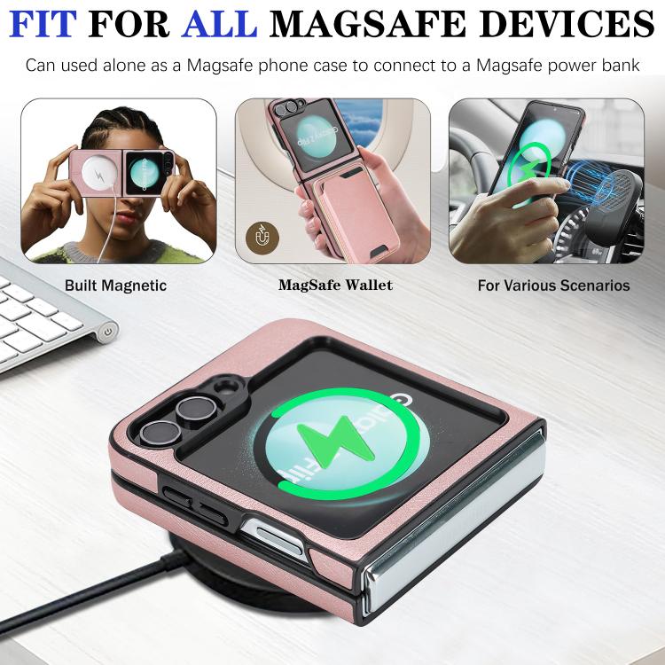 For Samsung Galaxy Z Flip7 FE / Flip6 Kalebol Slim MagSafe Ring Magnetic Card Bag Side Sticker Leather Phone Case