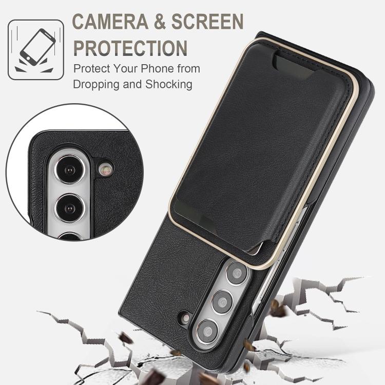 For Samsung Galaxy Z Fold6 Kalebol Slim MagSafe Ring Magnetic Card Bag Side Sticker Leather Phone Case