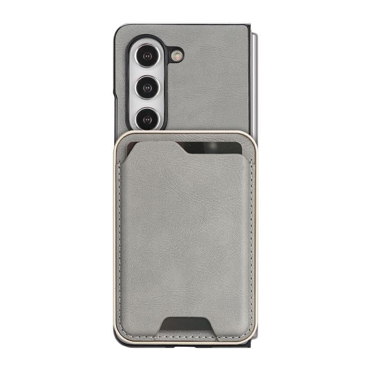 For Samsung Galaxy Z Fold6 Kalebol Slim MagSafe Ring Magnetic Card Bag Side Sticker Leather Phone Case