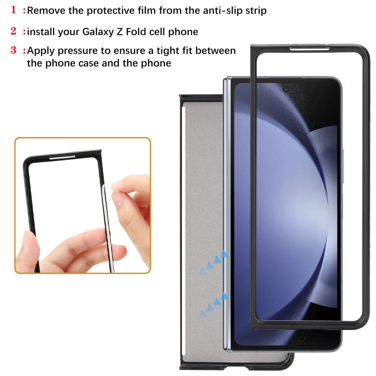 For Samsung Galaxy Z Fold6 Kalebol Slim MagSafe Ring Magnetic Card Bag Side Sticker Leather Phone Case
