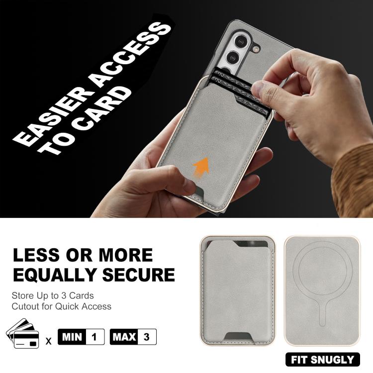 For Samsung Galaxy Z Fold6 Kalebol Slim MagSafe Ring Magnetic Card Bag Side Sticker Leather Phone Case