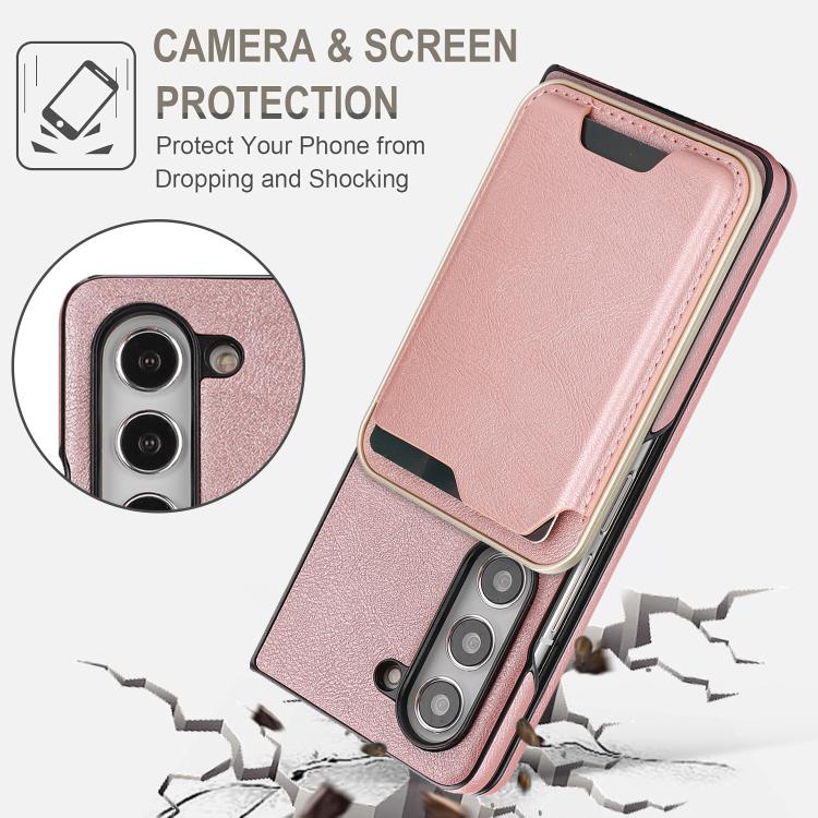 For Samsung Galaxy Z Fold6 Kalebol Slim MagSafe Ring Magnetic Card Bag Side Sticker Leather Phone Case
