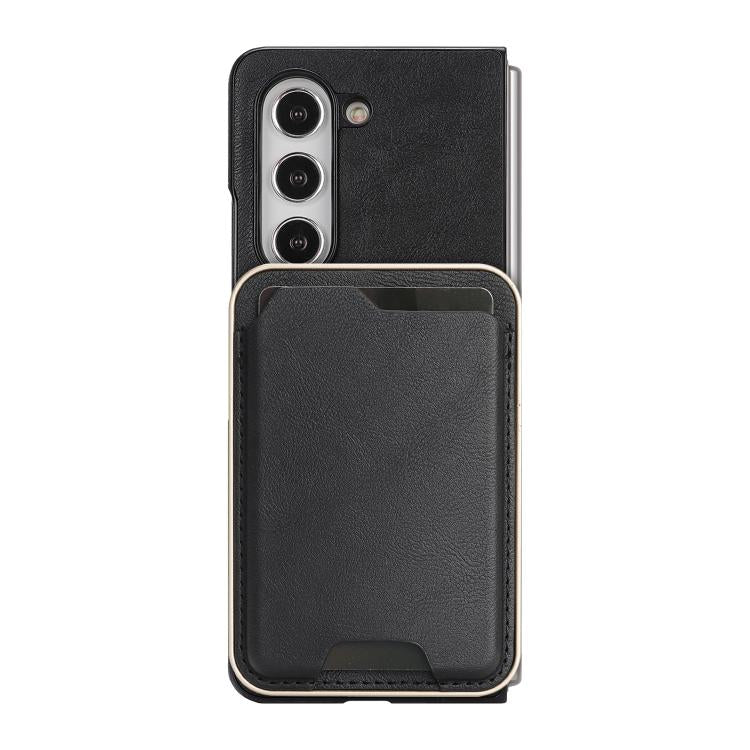 For Samsung Galaxy Z Fold5 Kalebol Slim MagSafe Ring Magnetic Card Bag Side Sticker Leather Phone Case