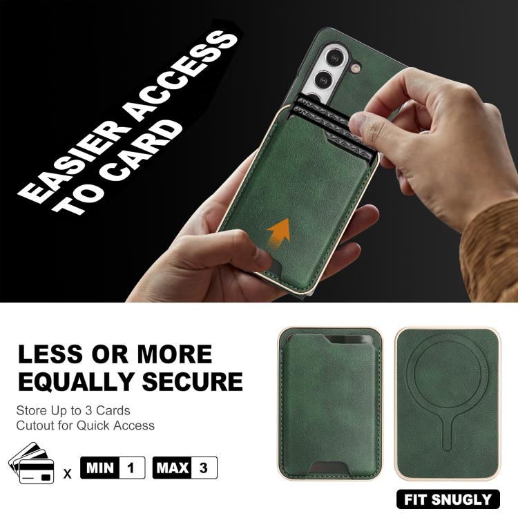 For Samsung Galaxy Z Fold5 Kalebol Slim MagSafe Ring Magnetic Card Bag Side Sticker Leather Phone Case