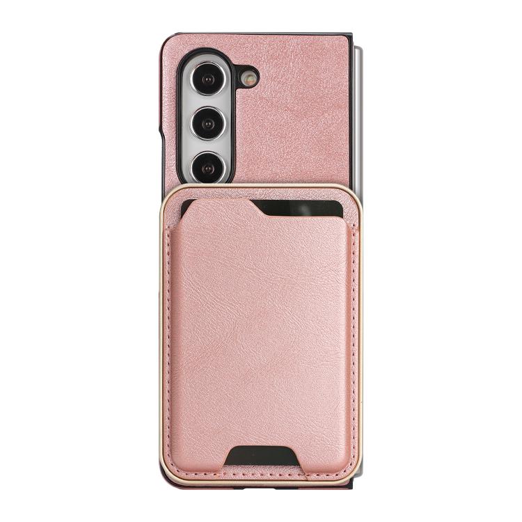 For Samsung Galaxy Z Fold5 Kalebol Slim MagSafe Ring Magnetic Card Bag Side Sticker Leather Phone Case