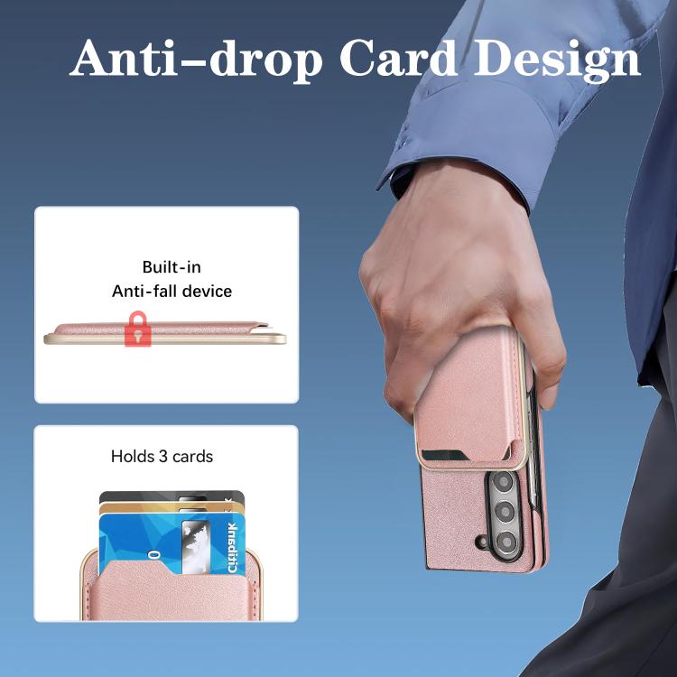 For Samsung Galaxy Z Fold5 Kalebol Slim MagSafe Ring Magnetic Card Bag Side Sticker Leather Phone Case