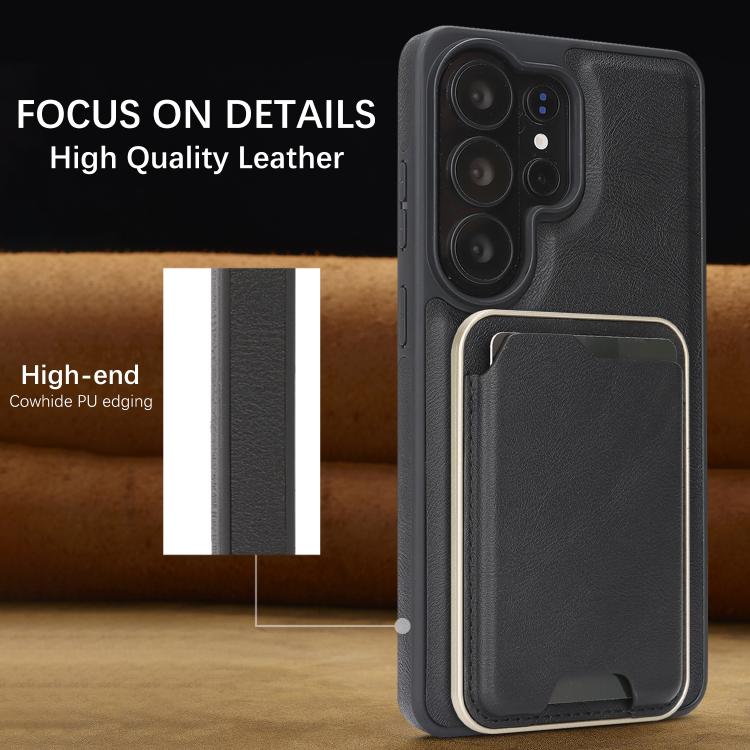 For Samsung Galaxy S26 Ultra 5G Kalebol Slim MagSafe Ring Magnetic Card Bag Side Sticker Leather Phone Case