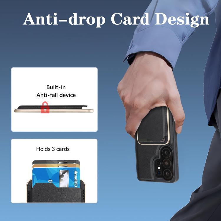 For Samsung Galaxy S26 Ultra 5G Kalebol Slim MagSafe Ring Magnetic Card Bag Side Sticker Leather Phone Case