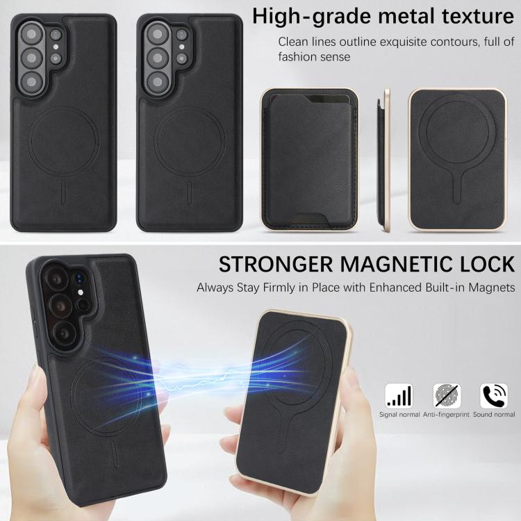 For Samsung Galaxy S26 Ultra 5G Kalebol Slim MagSafe Ring Magnetic Card Bag Side Sticker Leather Phone Case