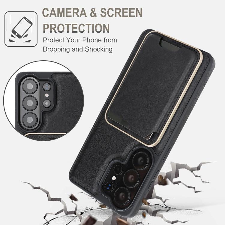 For Samsung Galaxy S26 Ultra 5G Kalebol Slim MagSafe Ring Magnetic Card Bag Side Sticker Leather Phone Case