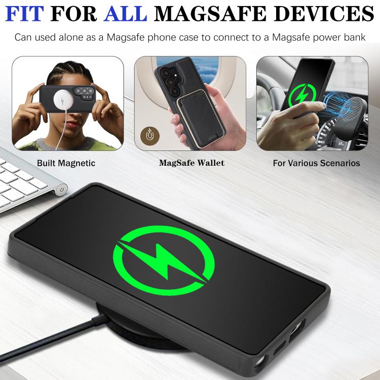 For Samsung Galaxy S26 Ultra 5G Kalebol Slim MagSafe Ring Magnetic Card Bag Side Sticker Leather Phone Case