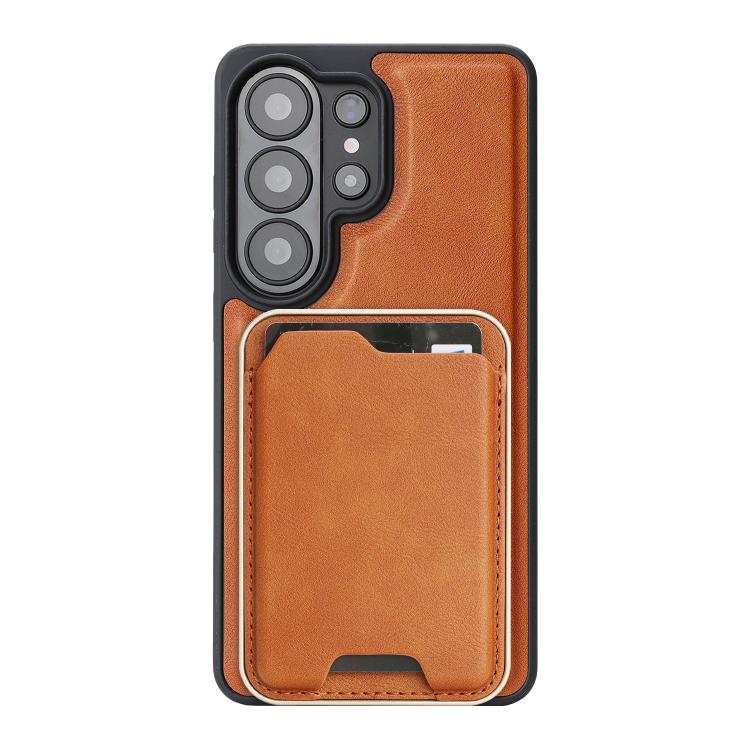 For Samsung Galaxy S26 Ultra 5G Kalebol Slim MagSafe Ring Magnetic Card Bag Side Sticker Leather Phone Case