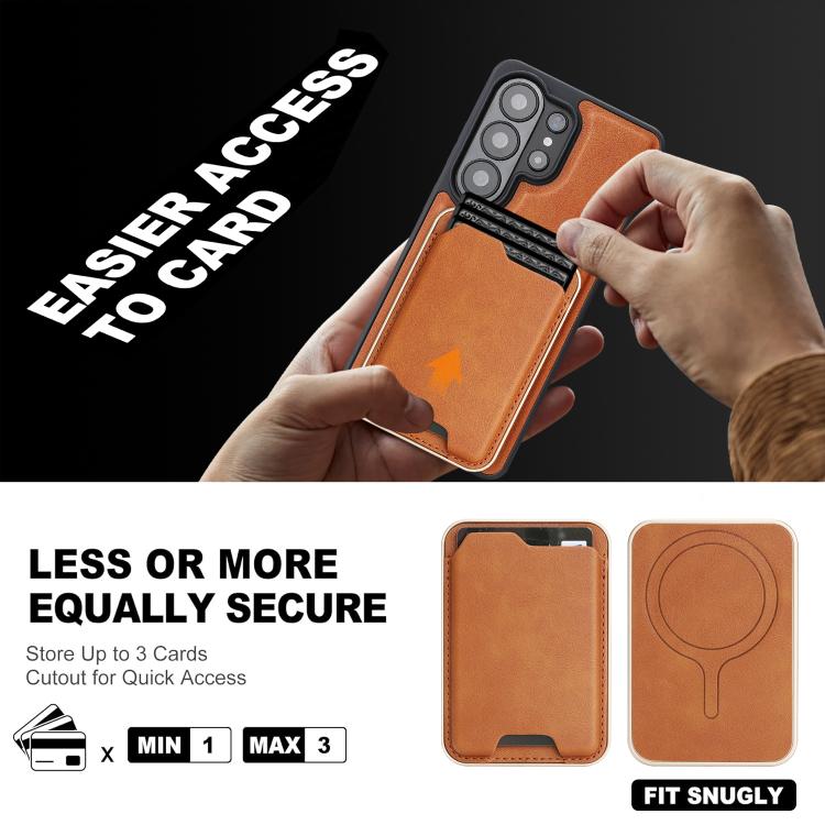 For Samsung Galaxy S26 Ultra 5G Kalebol Slim MagSafe Ring Magnetic Card Bag Side Sticker Leather Phone Case