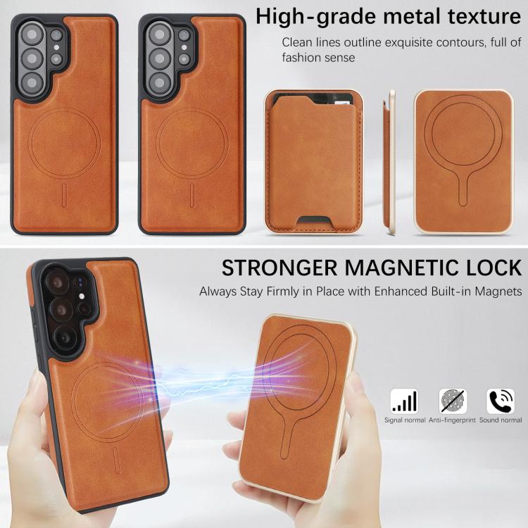 For Samsung Galaxy S26 Ultra 5G Kalebol Slim MagSafe Ring Magnetic Card Bag Side Sticker Leather Phone Case