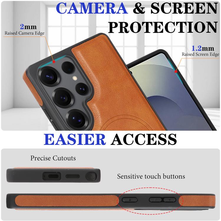 For Samsung Galaxy S26 Ultra 5G Kalebol Slim MagSafe Ring Magnetic Card Bag Side Sticker Leather Phone Case