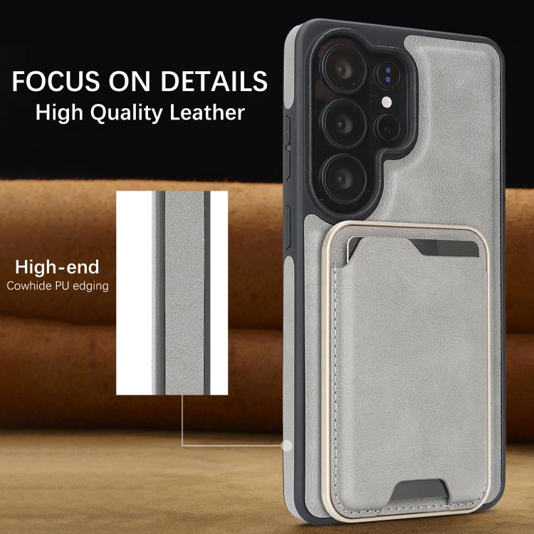 For Samsung Galaxy S26 Ultra 5G Kalebol Slim MagSafe Ring Magnetic Card Bag Side Sticker Leather Phone Case