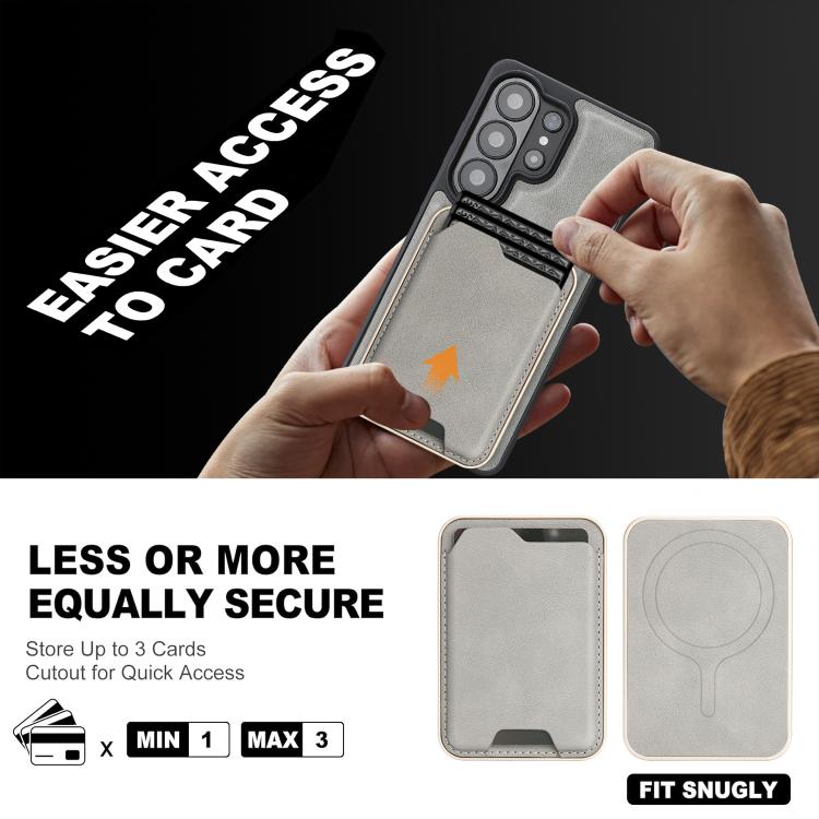 For Samsung Galaxy S26 Ultra 5G Kalebol Slim MagSafe Ring Magnetic Card Bag Side Sticker Leather Phone Case