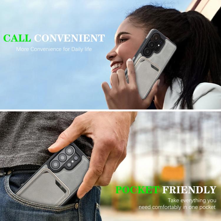For Samsung Galaxy S26 Ultra 5G Kalebol Slim MagSafe Ring Magnetic Card Bag Side Sticker Leather Phone Case