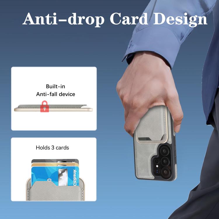 For Samsung Galaxy S26 Ultra 5G Kalebol Slim MagSafe Ring Magnetic Card Bag Side Sticker Leather Phone Case