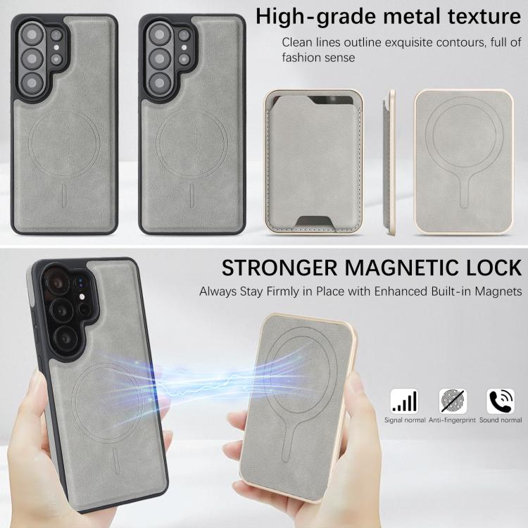 For Samsung Galaxy S26 Ultra 5G Kalebol Slim MagSafe Ring Magnetic Card Bag Side Sticker Leather Phone Case
