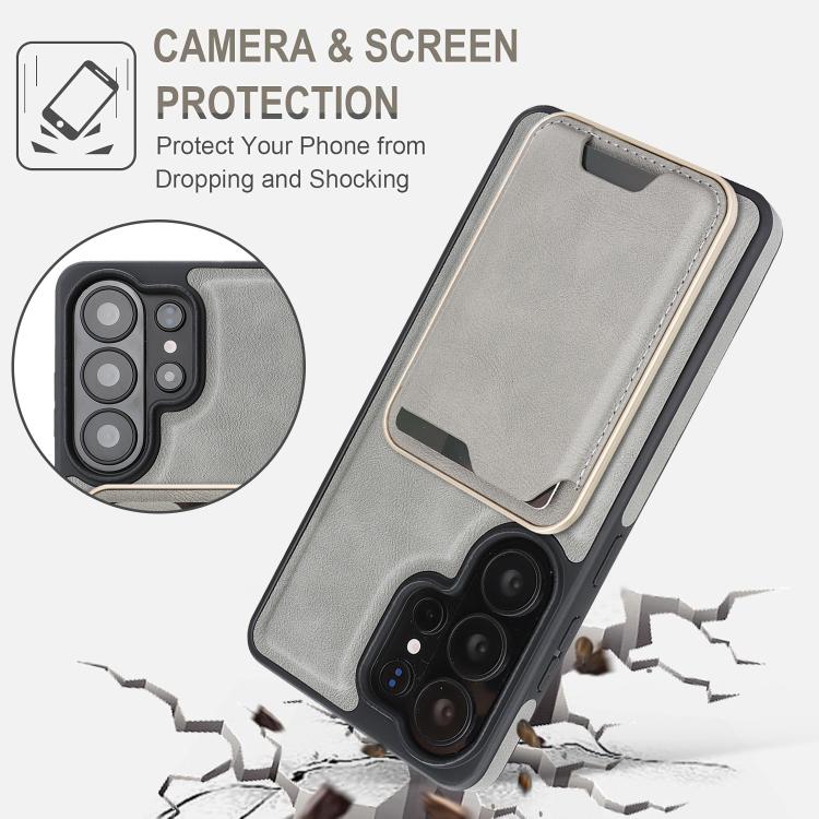 For Samsung Galaxy S26 Ultra 5G Kalebol Slim MagSafe Ring Magnetic Card Bag Side Sticker Leather Phone Case