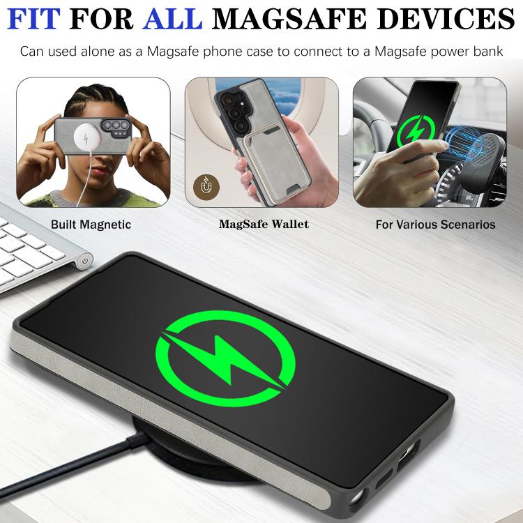 For Samsung Galaxy S26 Ultra 5G Kalebol Slim MagSafe Ring Magnetic Card Bag Side Sticker Leather Phone Case