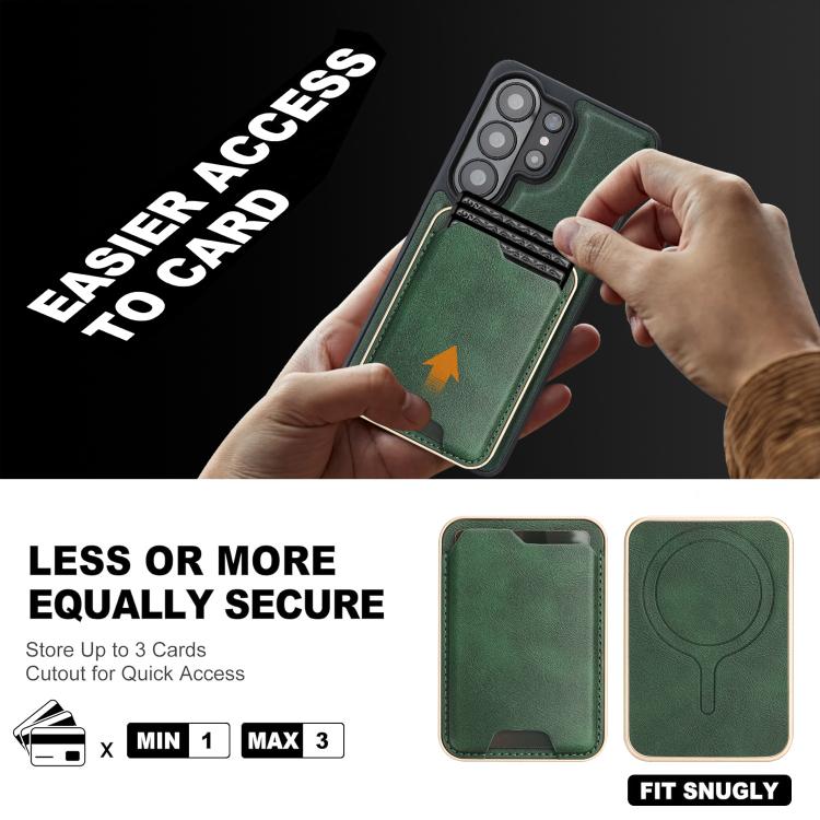 For Samsung Galaxy S26 Ultra 5G Kalebol Slim MagSafe Ring Magnetic Card Bag Side Sticker Leather Phone Case