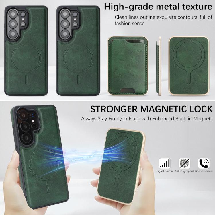 For Samsung Galaxy S26 Ultra 5G Kalebol Slim MagSafe Ring Magnetic Card Bag Side Sticker Leather Phone Case