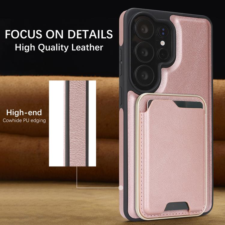 For Samsung Galaxy S26 Ultra 5G Kalebol Slim MagSafe Ring Magnetic Card Bag Side Sticker Leather Phone Case