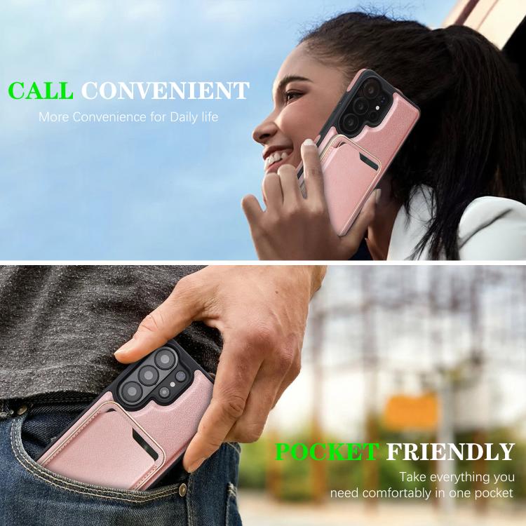 For Samsung Galaxy S26 Ultra 5G Kalebol Slim MagSafe Ring Magnetic Card Bag Side Sticker Leather Phone Case