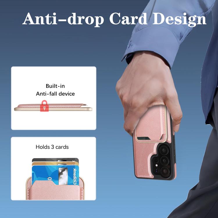 For Samsung Galaxy S26 Ultra 5G Kalebol Slim MagSafe Ring Magnetic Card Bag Side Sticker Leather Phone Case