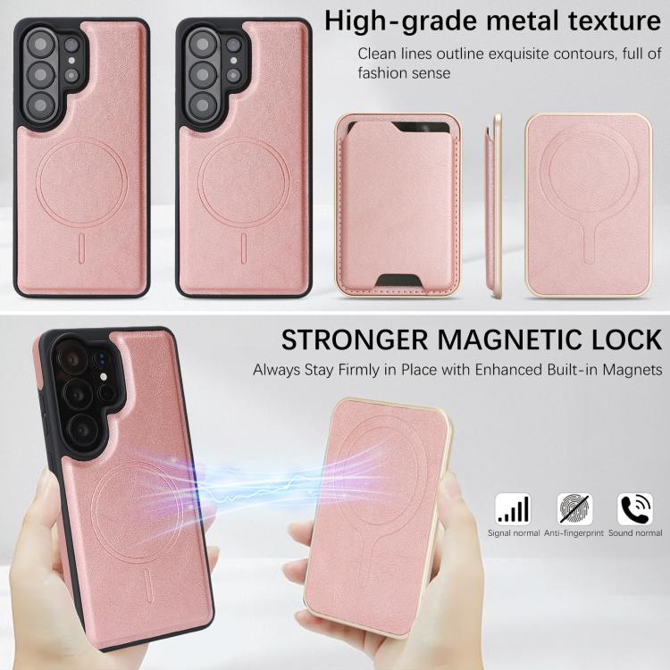 For Samsung Galaxy S26 Ultra 5G Kalebol Slim MagSafe Ring Magnetic Card Bag Side Sticker Leather Phone Case