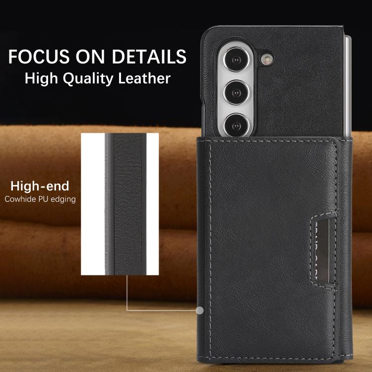 For Samsung Galaxy Z Fold7 5G Kalebol Strong Magnetic MagSafe Tri-Fold Wallet Side Sticker Leather Phone Case