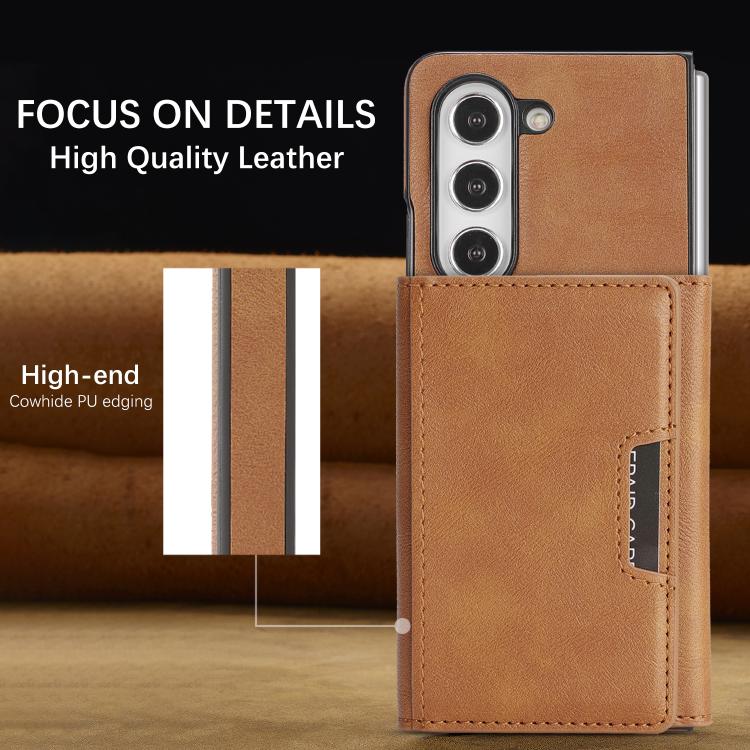For Samsung Galaxy Z Fold7 5G Kalebol Strong Magnetic MagSafe Tri-Fold Wallet Side Sticker Leather Phone Case