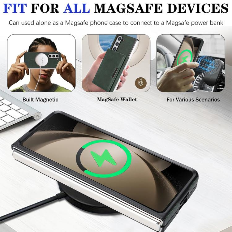 For Samsung Galaxy Z Fold7 5G Kalebol Strong Magnetic MagSafe Tri-Fold Wallet Side Sticker Leather Phone Case