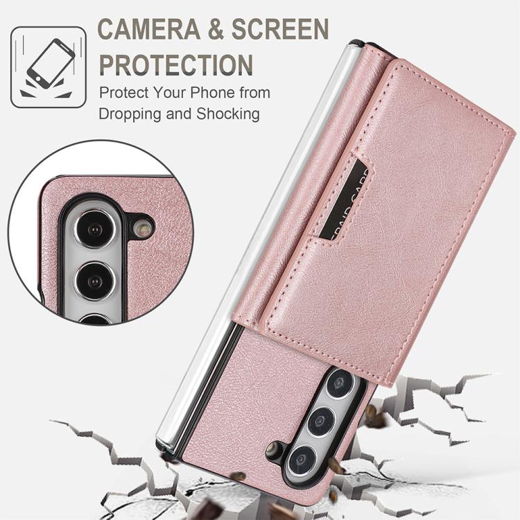 For Samsung Galaxy Z Fold7 5G Kalebol Strong Magnetic MagSafe Tri-Fold Wallet Side Sticker Leather Phone Case