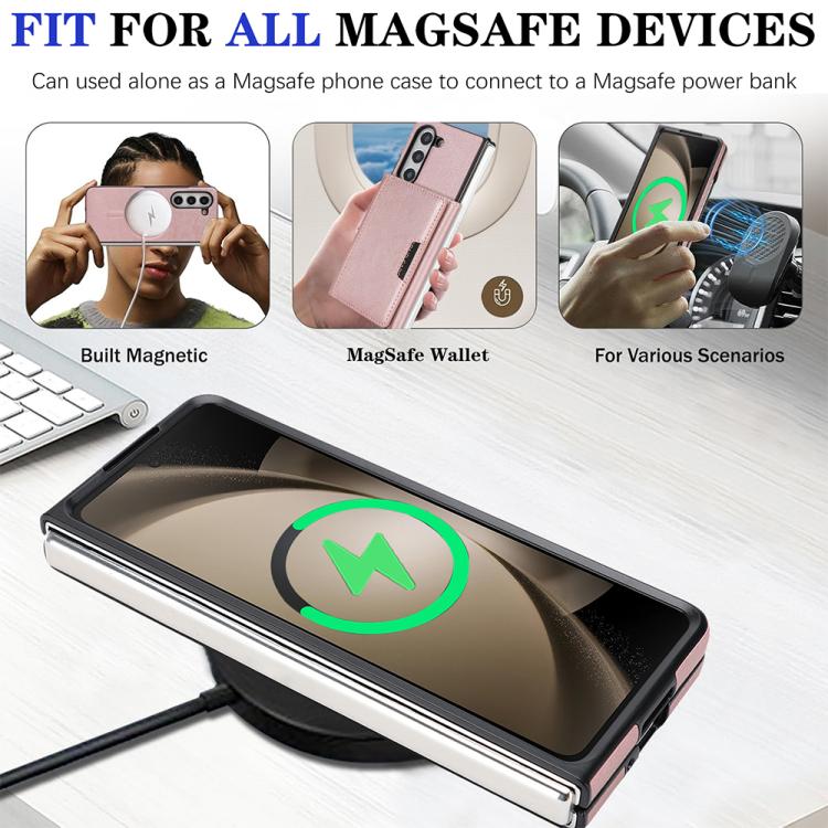 For Samsung Galaxy Z Fold7 5G Kalebol Strong Magnetic MagSafe Tri-Fold Wallet Side Sticker Leather Phone Case
