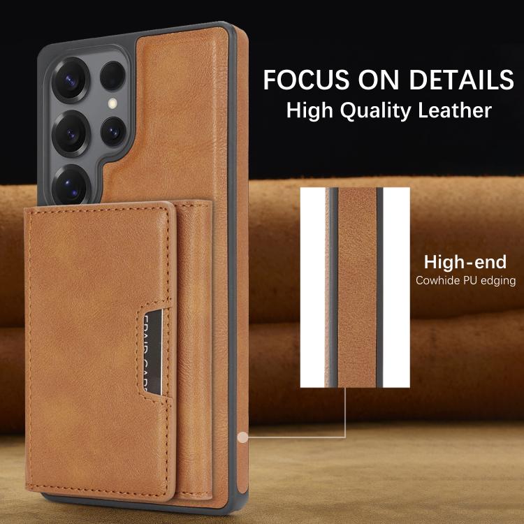 For Samsung Galaxy S25 Ultra 5G Kalebol Strong Magnetic MagSafe Tri-Fold Wallet Side Sticker Leather Phone Case