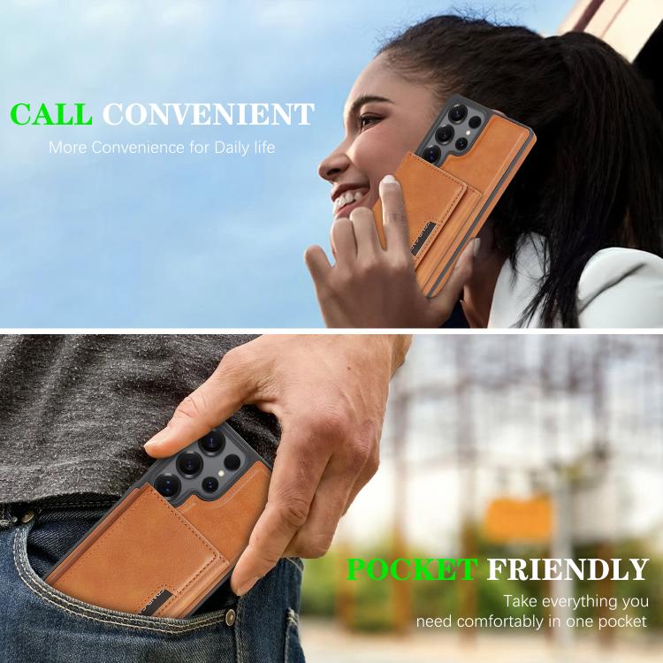 For Samsung Galaxy S25 Ultra 5G Kalebol Strong Magnetic MagSafe Tri-Fold Wallet Side Sticker Leather Phone Case