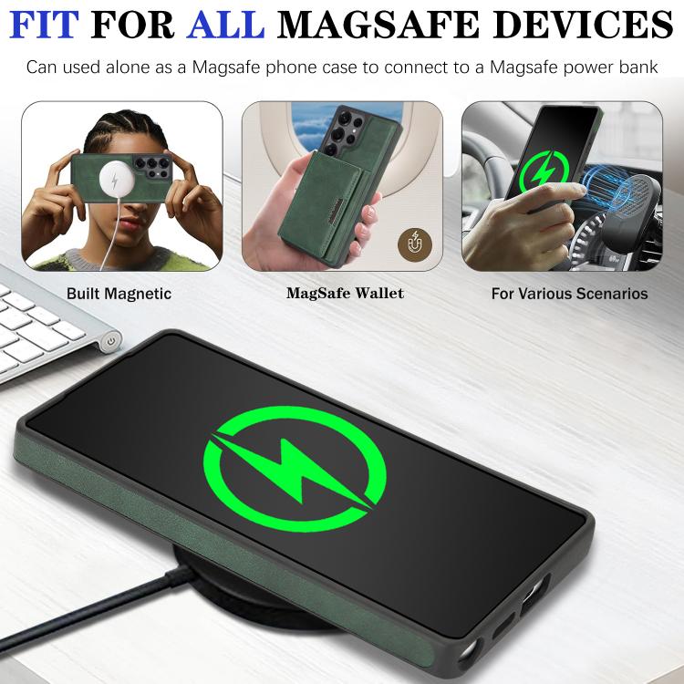 For Samsung Galaxy S25 Ultra 5G Kalebol Strong Magnetic MagSafe Tri-Fold Wallet Side Sticker Leather Phone Case