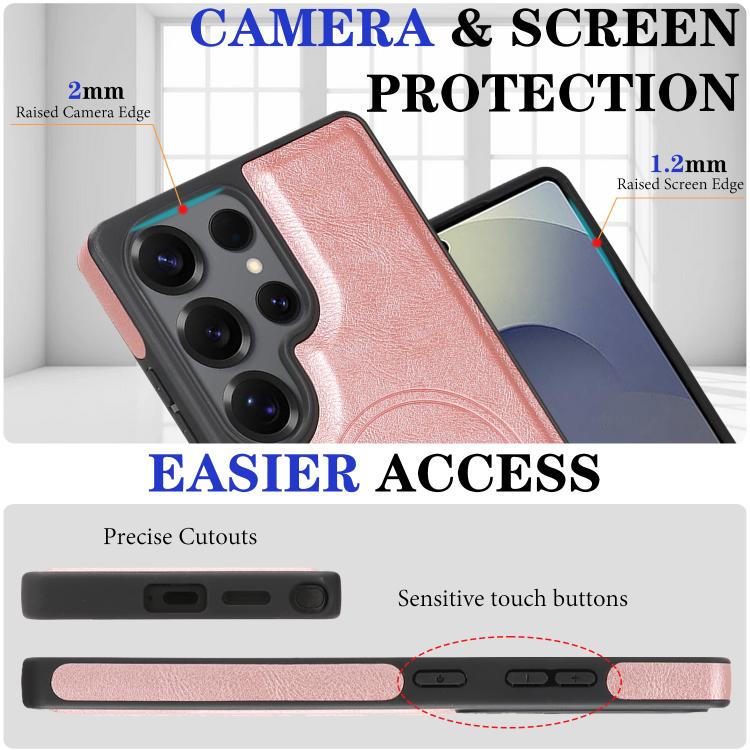 For Samsung Galaxy S25 Ultra 5G Kalebol Strong Magnetic MagSafe Tri-Fold Wallet Side Sticker Leather Phone Case