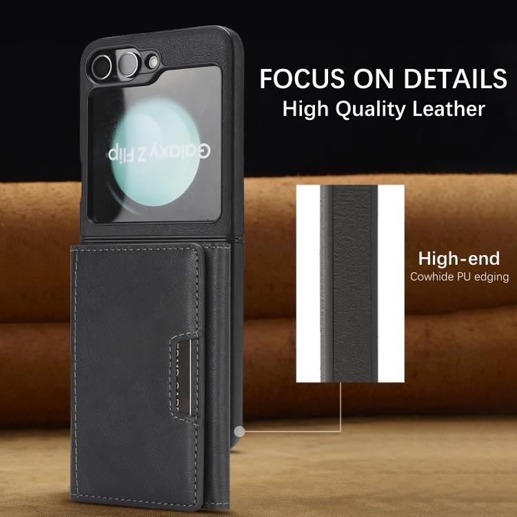 For Samsung Galaxy Z Flip7 FE / Flip6 Kalebol Strong Magnetic MagSafe Tri-Fold Wallet Side Sticker Leather Phone Case